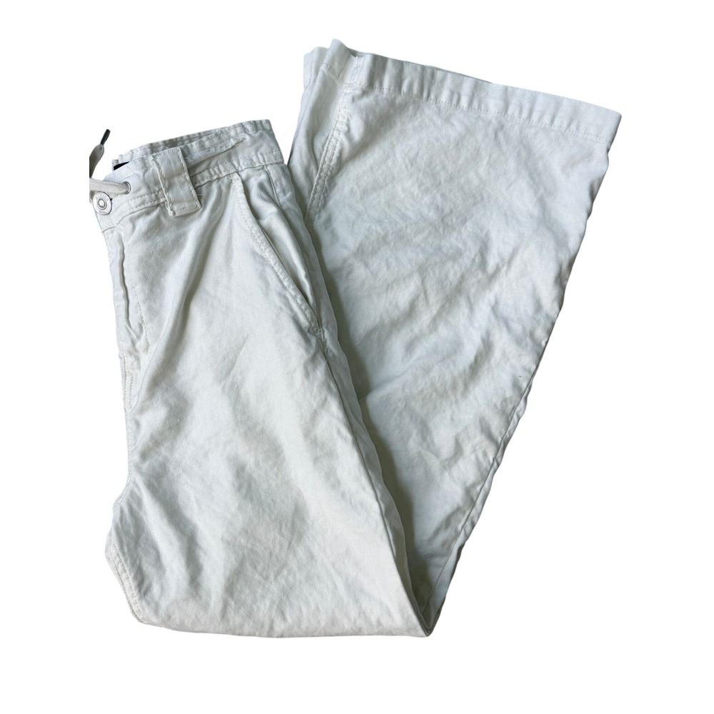 Hudson Los Angeles Women 24 Drawstring Wide Leg Pants Off White Cream Casual